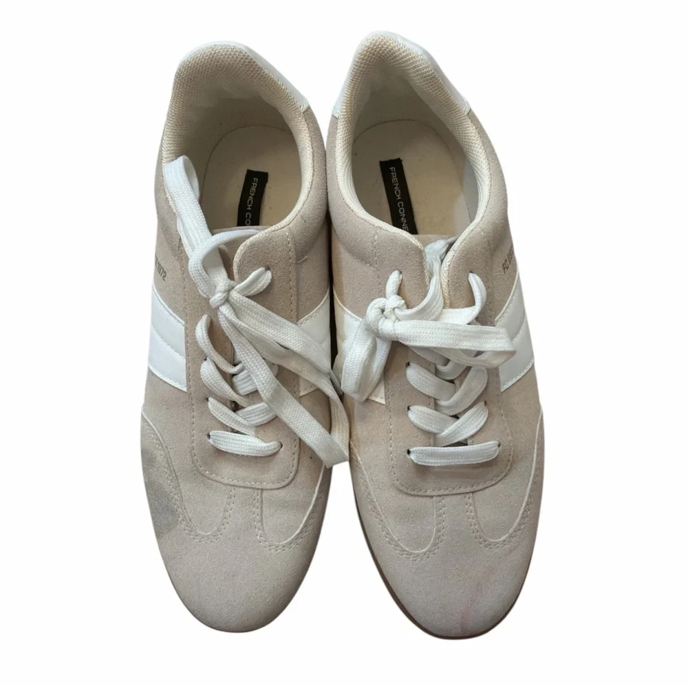 French Connection Austra Beige and White Sneakers - Picture 2 of 10